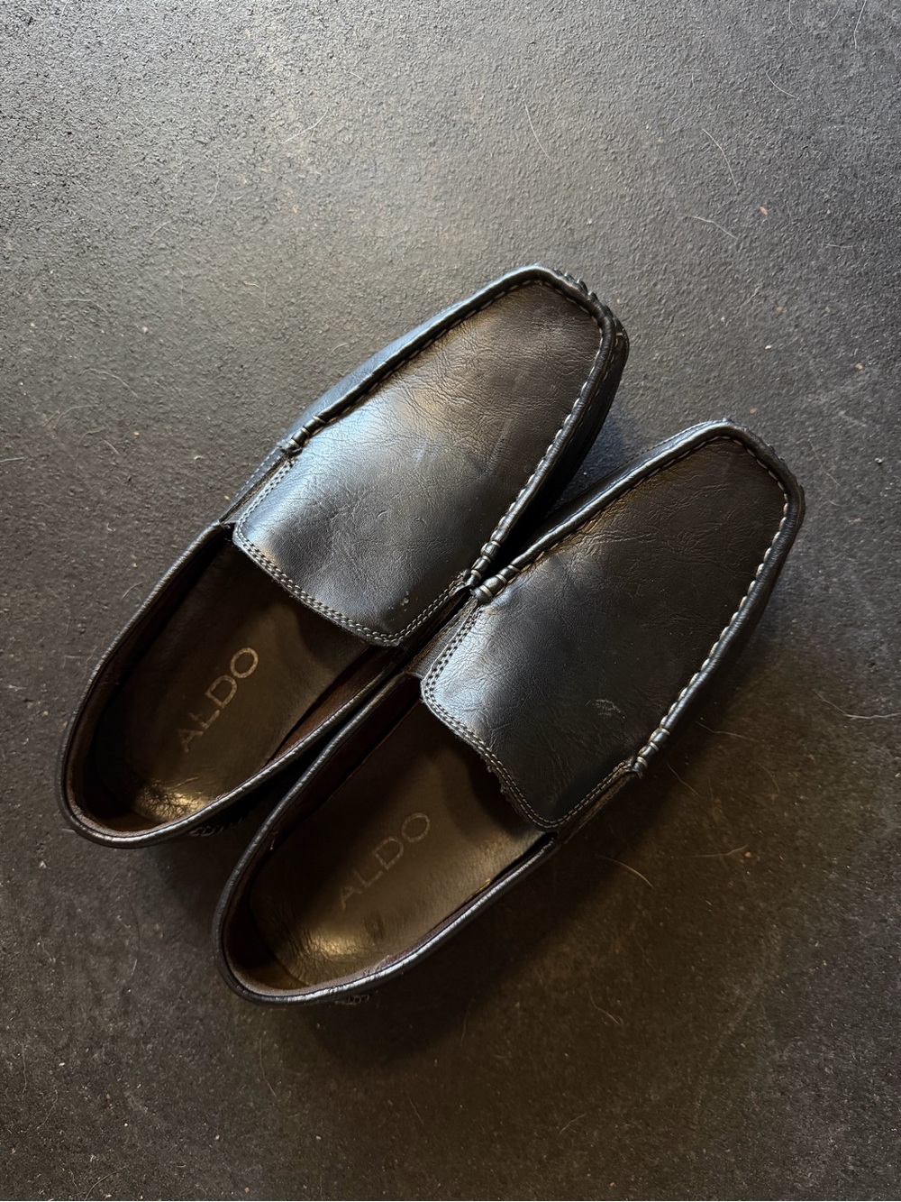 Aldo Men's Black Leather Slip-On Moccasin Loafers